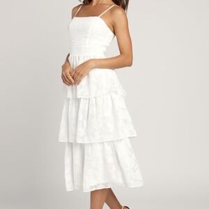 Lulus Grace And Beauty White Burnout Floral Print Tiered Dress - Size XL